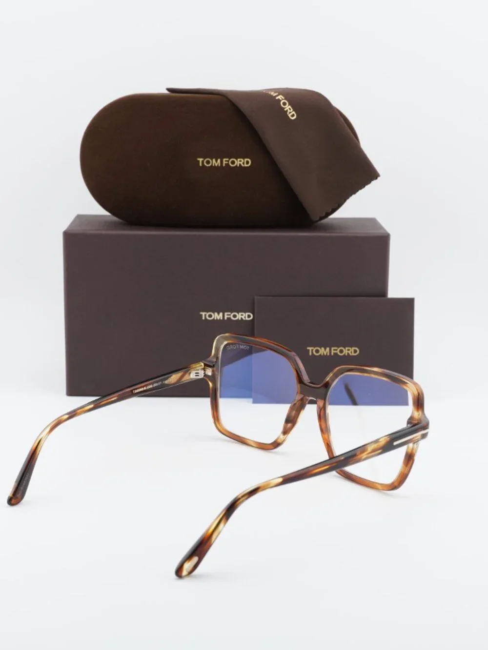 Tom Ford FT6063-B 055 Square Eyeglasses –  Coloured Havana 56mm